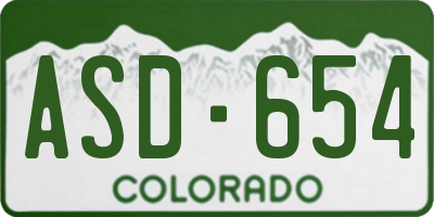 CO license plate ASD654