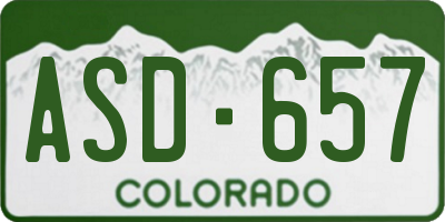 CO license plate ASD657
