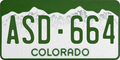 CO license plate ASD664
