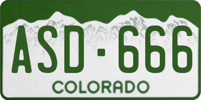 CO license plate ASD666