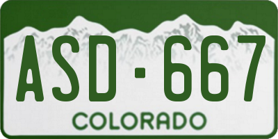 CO license plate ASD667