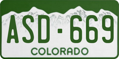 CO license plate ASD669