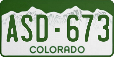CO license plate ASD673
