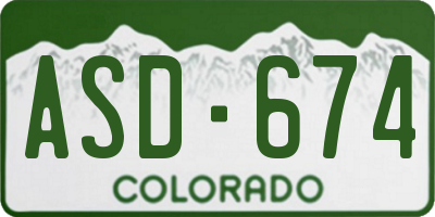CO license plate ASD674