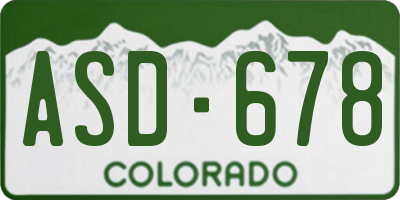 CO license plate ASD678