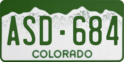 CO license plate ASD684