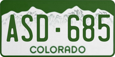 CO license plate ASD685