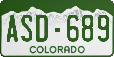 CO license plate ASD689