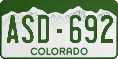 CO license plate ASD692