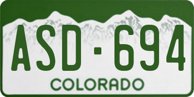 CO license plate ASD694