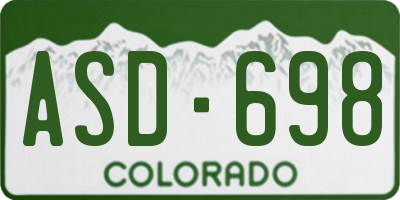 CO license plate ASD698