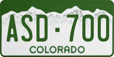 CO license plate ASD700