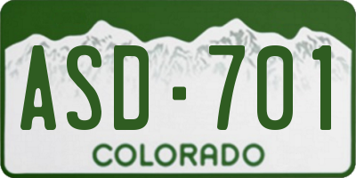 CO license plate ASD701