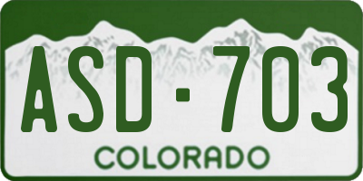CO license plate ASD703