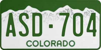 CO license plate ASD704