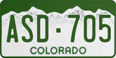 CO license plate ASD705