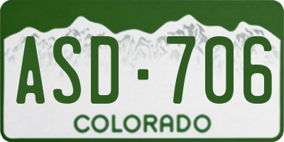 CO license plate ASD706
