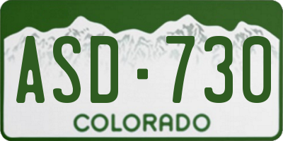 CO license plate ASD730