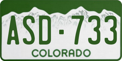 CO license plate ASD733