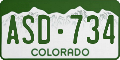 CO license plate ASD734