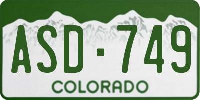 CO license plate ASD749