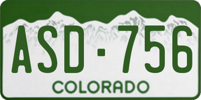 CO license plate ASD756