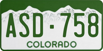 CO license plate ASD758