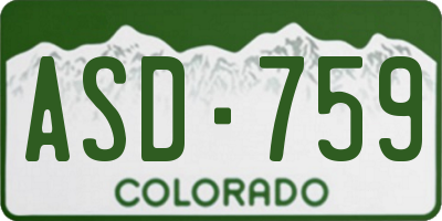 CO license plate ASD759