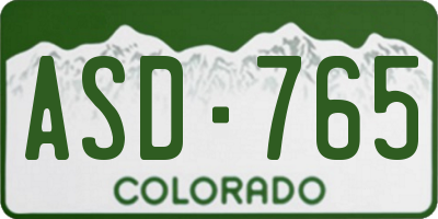 CO license plate ASD765