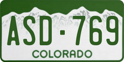 CO license plate ASD769