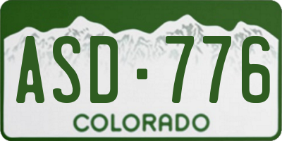 CO license plate ASD776