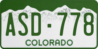 CO license plate ASD778