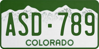 CO license plate ASD789