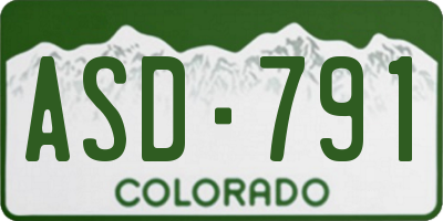 CO license plate ASD791