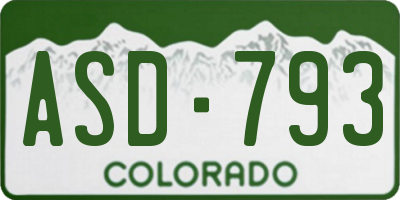 CO license plate ASD793