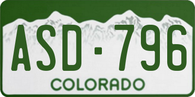 CO license plate ASD796