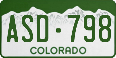 CO license plate ASD798
