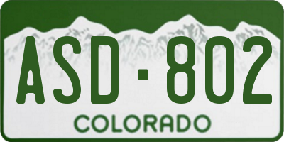 CO license plate ASD802