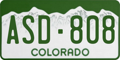 CO license plate ASD808