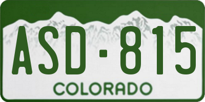 CO license plate ASD815