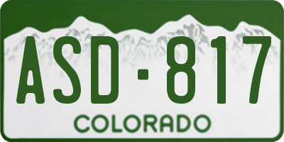 CO license plate ASD817