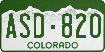 CO license plate ASD820
