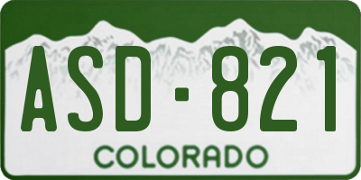 CO license plate ASD821