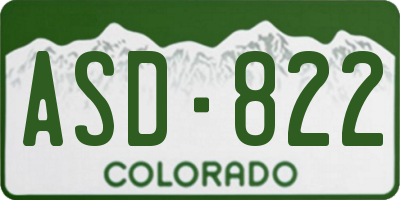 CO license plate ASD822