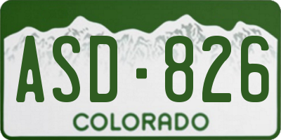 CO license plate ASD826