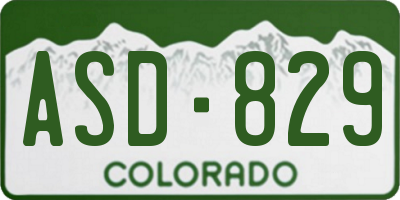 CO license plate ASD829