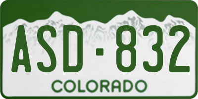 CO license plate ASD832