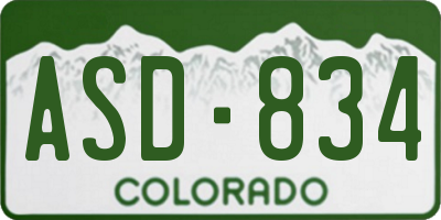 CO license plate ASD834