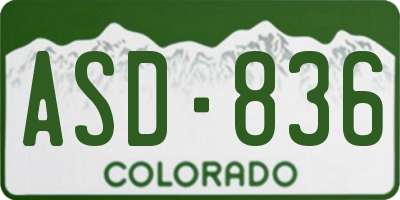 CO license plate ASD836