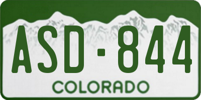 CO license plate ASD844